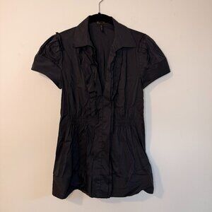 BCBGMaxAzria Black Ruffle Blouse, Size XS